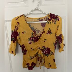 Yellow Floral Cropped Top